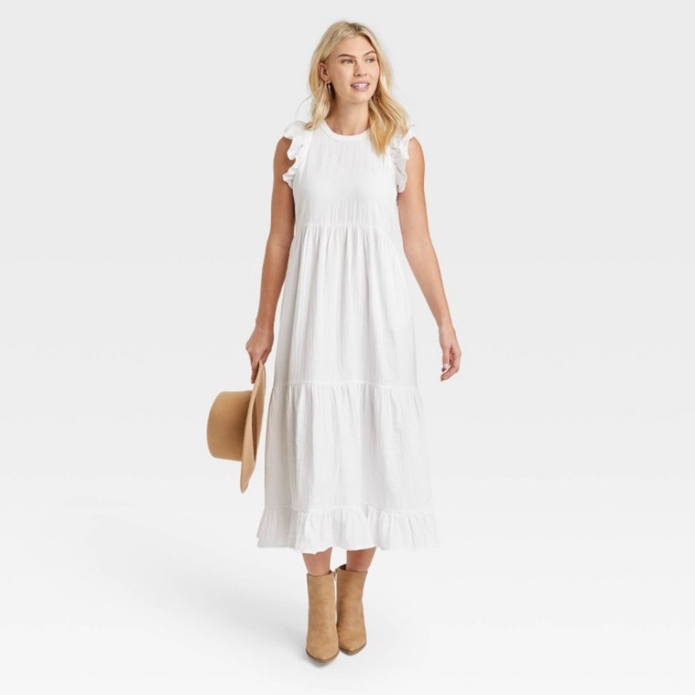 Universal Thread Flutter Sleeveless Tiered Dress